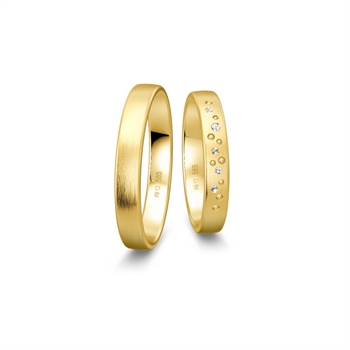 Breuning Trauringe in 8-14 kt Gold mit 0,032 ct Brillanten und grafischem Sternenmuster