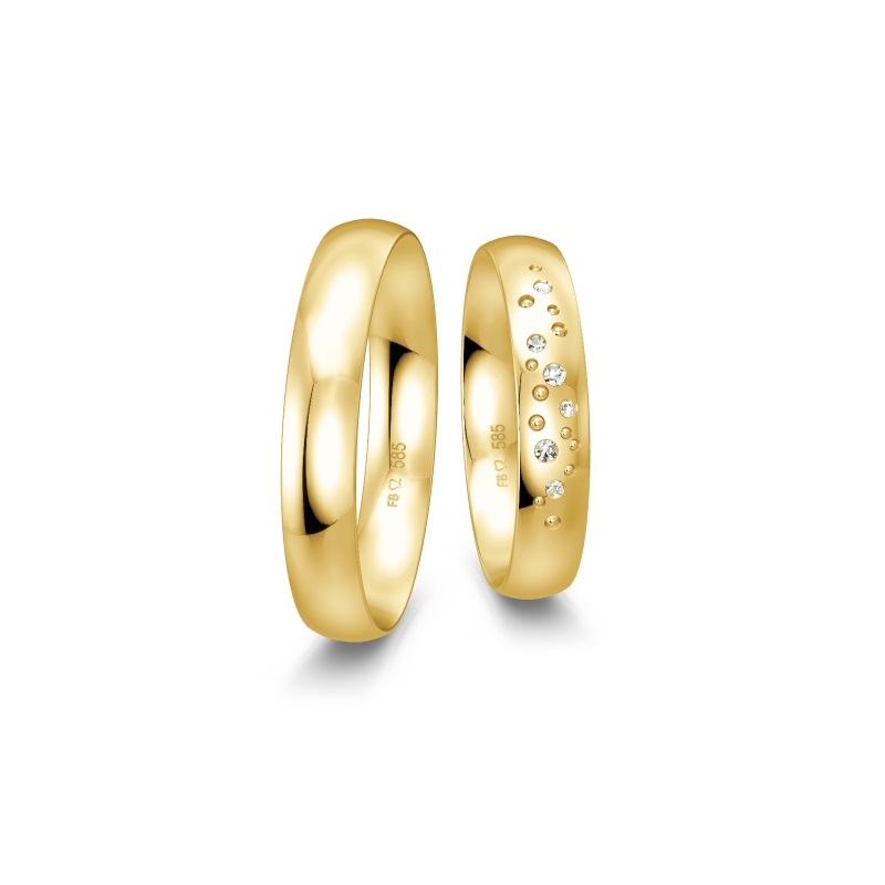 Breuning Trauringe in 8-14 kt Gold mit 0,042 ct Brillanten und Sternenstaub