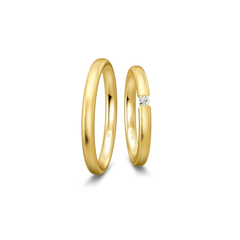 Breuning Gold Eheringe in 8-14 kt mit 0,04 ct Brillant