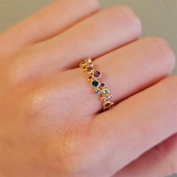 Luxuriöser Regenbogenring aus 14 Karat Gold mit echtem Stein von Mads Z 