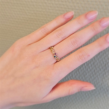 Luxuriöser Regenbogenring aus 14 Karat Gold mit echtem Stein von Mads Z 