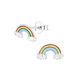 Kinder-Ohrringe Ohrringe in silber mit Regenbogen
