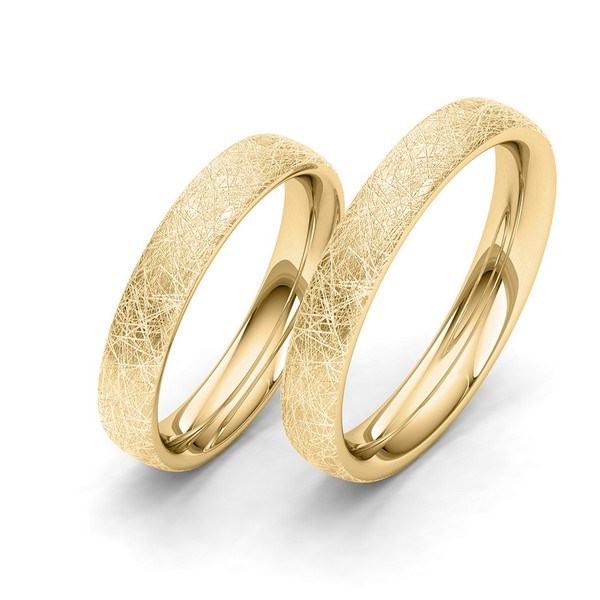 Siersbøl Hochzeit - Eheringe aus 9-14kt. Gold in gebürsteter Optik 100435rg