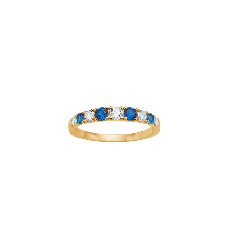 8 kt. Goldring mit blauen und weißen zirkonia von Siersbøl
