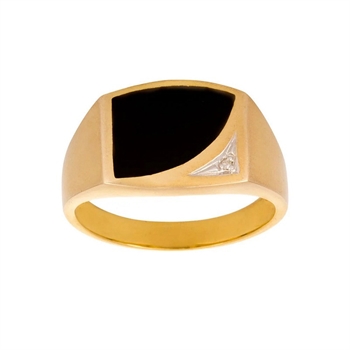 Son of Noa Siegelring aus Gold mit schwarzem Onyx und Diamant 12x16 mm