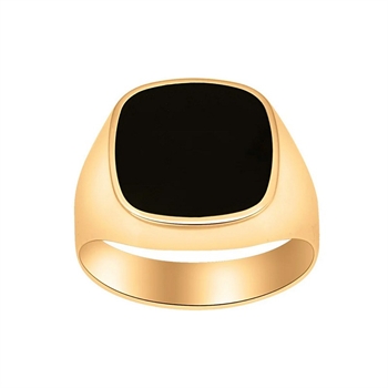 Son of Noa quadratischer Siegelring aus 14 kt Gold mit schwarzem Onyx