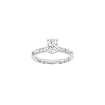 LUXUS Klassischer ovaler Ring aus 14 Karat Weißgold mit 1,2 Karat im Labor gezüchteten Diamanten von Siersbøl Luxury