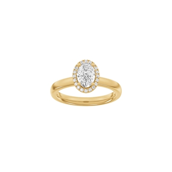 Luxuriöser ovaler Halo-Ring in 14 kt Rotgold mit 1,12 ct im Labor gezüchteten Diamanten von Siersbøl