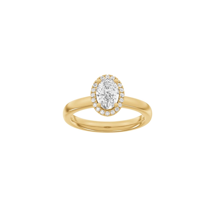 Luxuriöser ovaler Halo-Ring in 14 kt Rotgold mit 1,12 ct im Labor gezüchteten Diamanten von Siersbøl