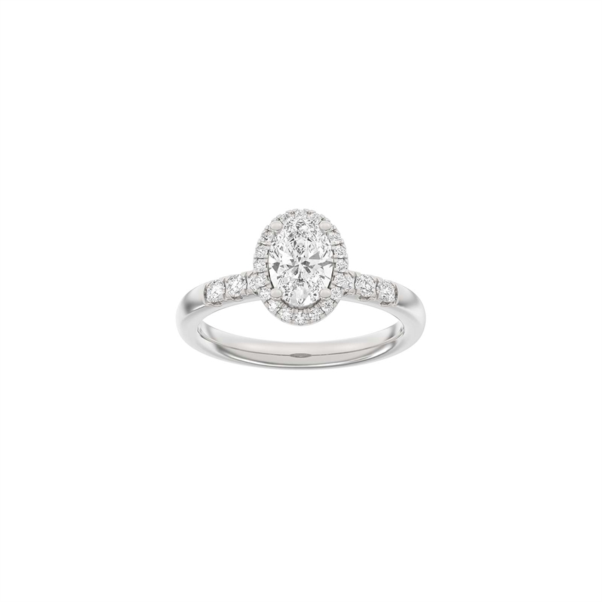 Siersbøl Luxury Halo ovaler Ring in 14 kt Weißgold mit 1,32 ct im Labor gezüchteten Diamanten