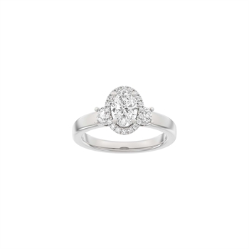 Luxuriöser ovaler Halo-Ring in 14 kt Weißgold mit 1,45 ct im Labor gezüchteten Diamanten von Siersbøl