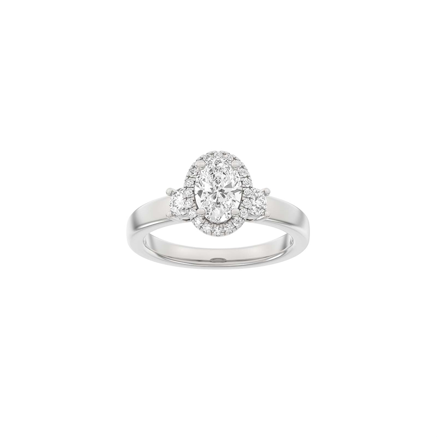 Luxuriöser ovaler Halo-Ring in 14 kt Weißgold mit 1,45 ct im Labor gezüchteten Diamanten von Siersbøl