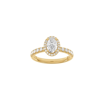 Ovaler Halo-Ring in 14 Karat Rotgold mit 1,52 Karat im Labor gezüchteten Diamanten von Siersbøl Luxury