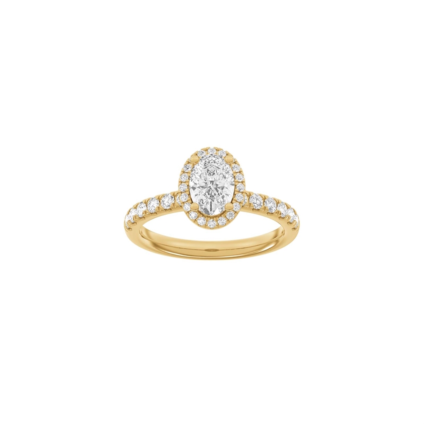 Ovaler Halo-Ring in 14 Karat Rotgold mit 1,52 Karat im Labor gezüchteten Diamanten von Siersbøl Luxury