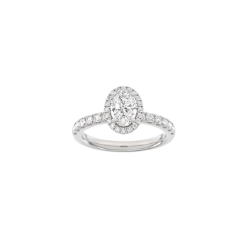 Luxuriöser ovaler Halo-Ring in 14 kt Weißgold mit 1,52 ct im Labor gezüchteten Diamanten von Siersbøl