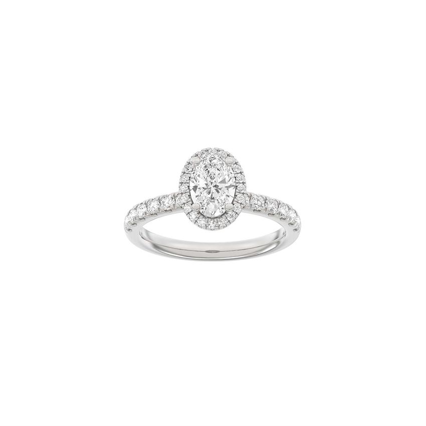 Luxuriöser ovaler Halo-Ring in 14 kt Weißgold mit 1,52 ct im Labor gezüchteten Diamanten von Siersbøl