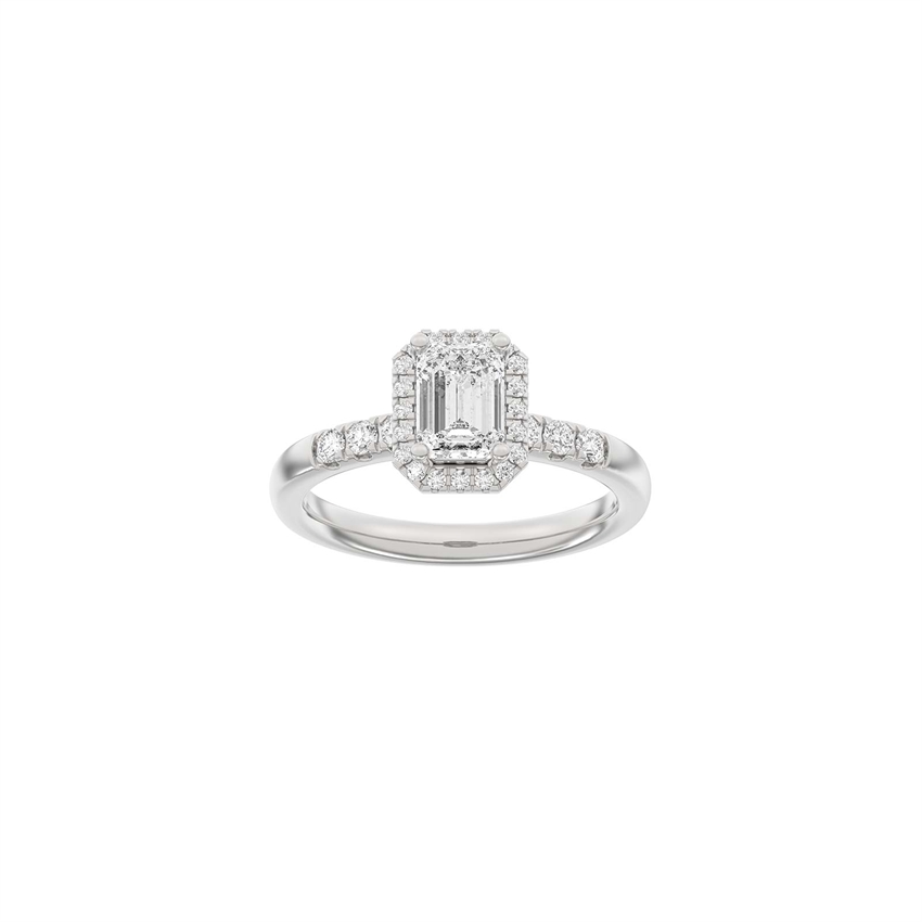 Siersbøl Luxury Halo Quadratring in 14 kt Weißgold mit 1,32 ct im Labor gezüchteten Diamanten