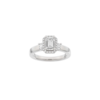 Luxuriöser quadratischer Halo-Ring in 14 kt Weißgold mit 1,45 ct im Labor gezüchteten Diamanten von Siersbøl