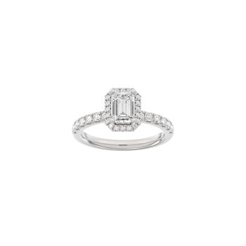 Luxuriöser quadratischer Halo-Ring in 14 kt Weißgold mit 1,52 ct im Labor gezüchteten Diamanten von Siersbøl