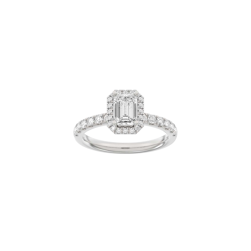 Luxuriöser quadratischer Halo-Ring in 14 kt Weißgold mit 1,52 ct im Labor gezüchteten Diamanten von Siersbøl