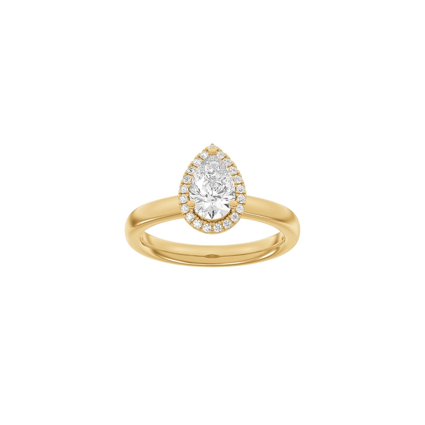 Luxuriöser Halo-Tropfenring in 14 kt Rotgold mit 1,12 ct im Labor gezüchteten Diamanten von Siersbøl