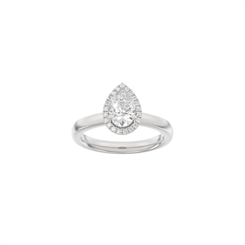 Siersbøl Luxury Halo Tropfenring in 14 kt Weißgold mit 1,12 ct im Labor gezüchteten Diamanten