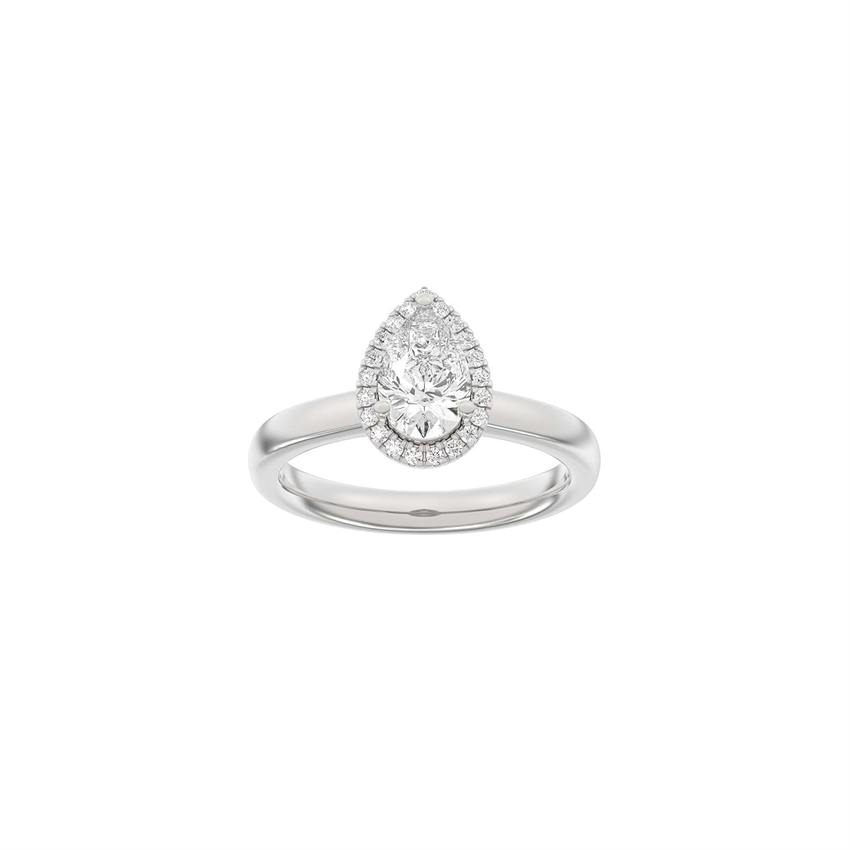 Siersbøl Luxury Halo Tropfenring in 14 kt Weißgold mit 1,12 ct im Labor gezüchteten Diamanten