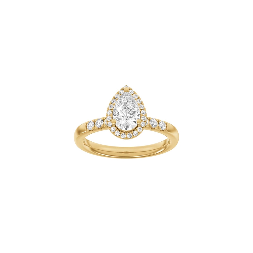 LUXUS-Halo-Tropfenring in 14 Karat Rotgold mit 1,32 Karat im Labor gezüchteten Diamanten von Siersbøl Luxury