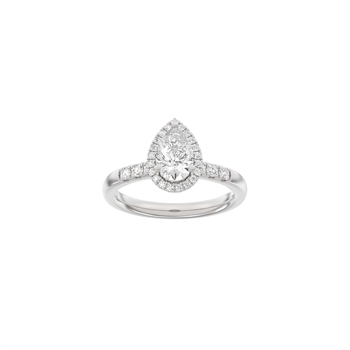Siersbøl Luxus-Halo-Tropfenring in 14 kt Weißgold mit 1,32 ct im Labor gezüchteten Diamanten