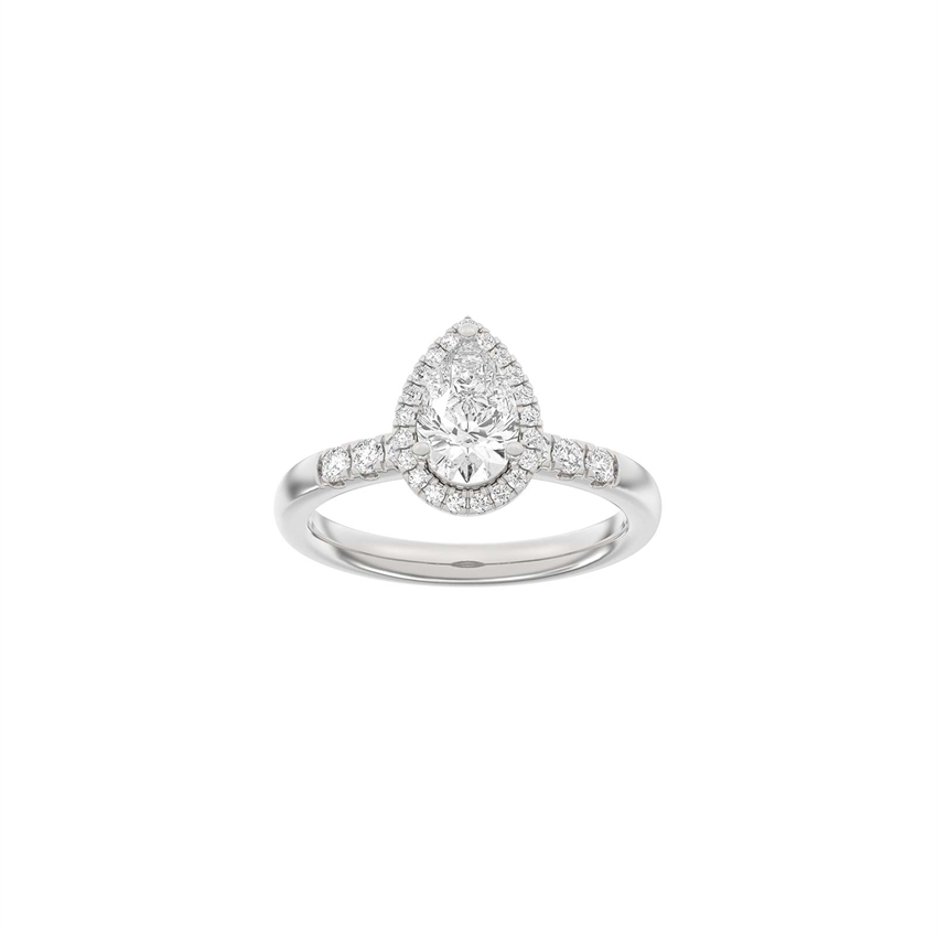 Siersbøl Luxus-Halo-Tropfenring in 14 kt Weißgold mit 1,32 ct im Labor gezüchteten Diamanten