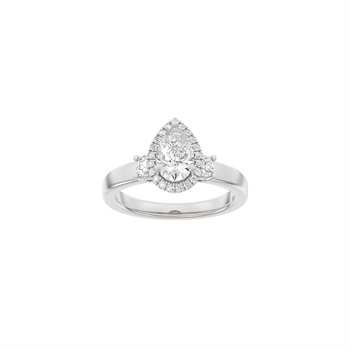 Luxuriöser Halo-Tropfenring in 14 kt Weißgold mit 1,45 ct im Labor gezüchteten Diamanten von Siersbøl