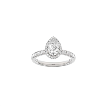 Luxuriöser Halo-Tropfenring in 14 kt Weißgold mit 1,52 ct im Labor gezüchteten Diamanten von Siersbøl