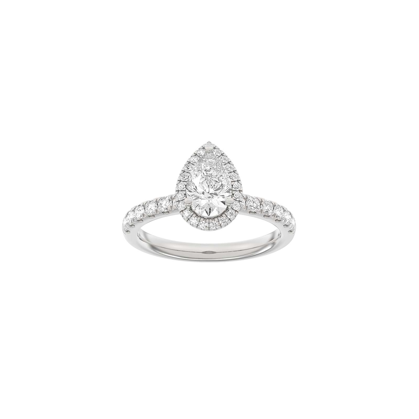 Luxuriöser Halo-Tropfenring in 14 kt Weißgold mit 1,52 ct im Labor gezüchteten Diamanten von Siersbøl
