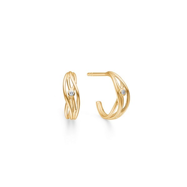 Diamantnest-Ohrringe aus 14 Karat Gold mit Brillanten
