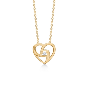 Herzanhänger in 14kt. Gold mit insgesamt 0,030 ct.