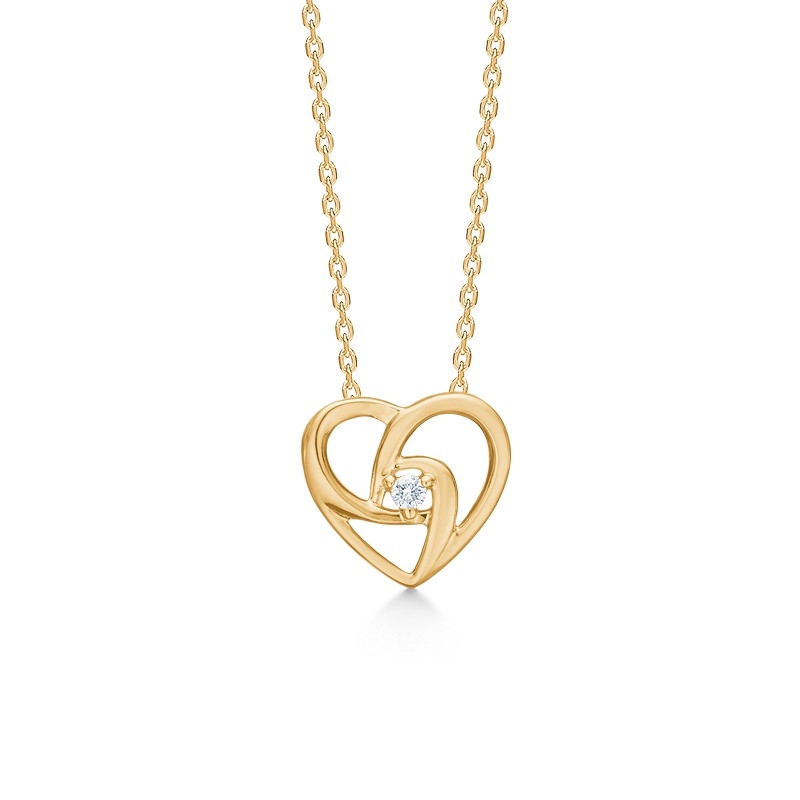 Herzanhänger in 14kt. Gold mit insgesamt 0,030 ct.