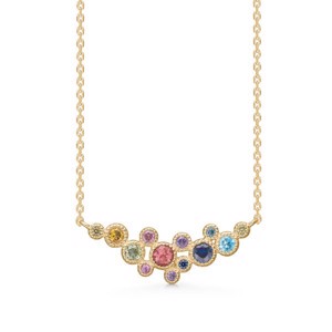 Luxuriöse Regenbogen-Halskette aus 14 Karat Gold mit Steinen von Mads Z 