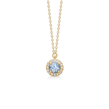 Mads Z - Blush n' Blue Halskette aus 14 kt Gold mit Aquamarin und 0,045 ct