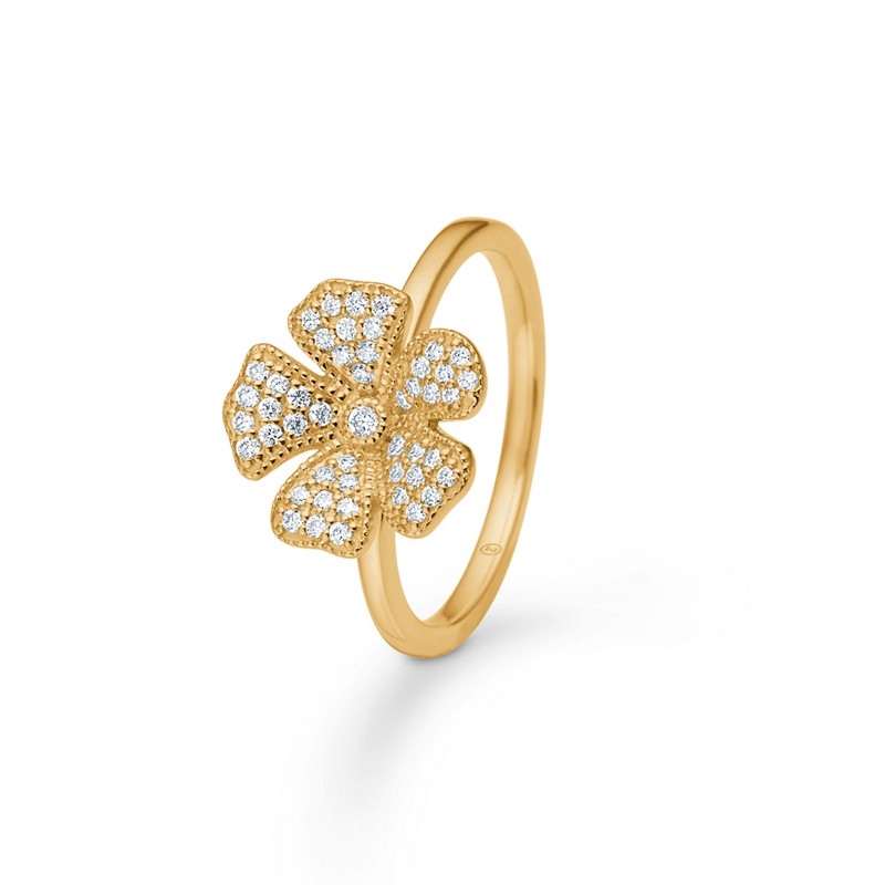 Fleur-Ring in 14 kt Gold Mads Z mit Diamanten 1541107