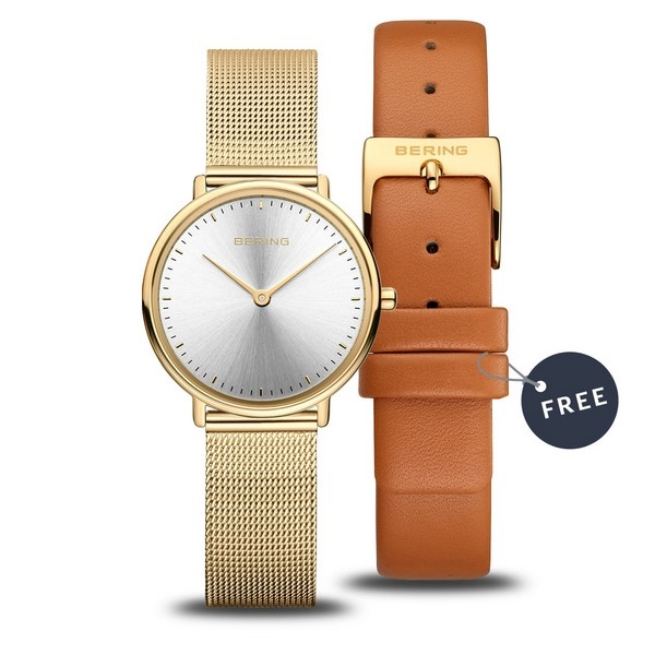 Bering Ultra Slim Uhr in Gold verdoppelt | 15729-530