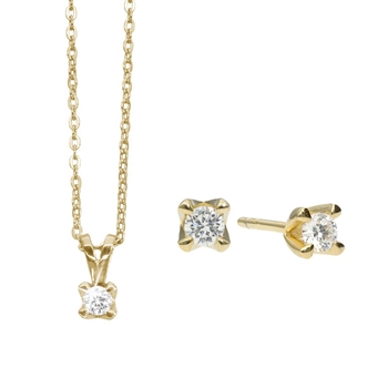 Schmuckset in 8 kt Gold mit im Labor gezüchteten Diamanten von byAagaard.