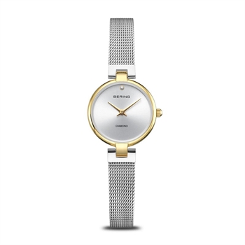 Bering Classic Collection Damenuhr in Stahl und poliertem Gold 24 mm