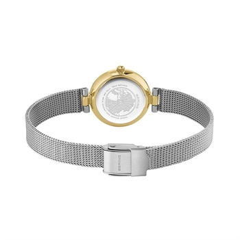 Bering Classic Collection Damenuhr in Stahl und poliertem Gold 24 mm 4