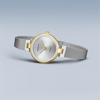 Bering Classic Collection Damenuhr in Stahl und poliertem Gold 24 mm 2