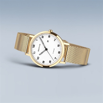 Bering Titan Damenuhr in Gold und poliertem Mesh 18634-334 2