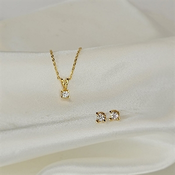 Aagaard - Diamantanhänger in 8 kt Gold mit Lab-Grown Diamant inkl. vergoldeter Kette