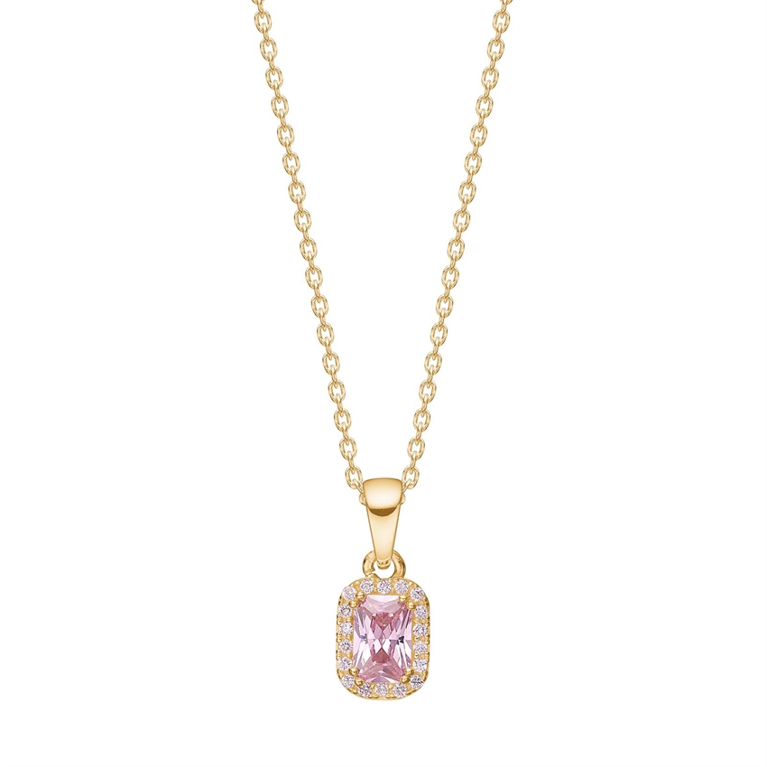 Siersbøl 8 kt. Goldkette mit rosa Stein | SPAREN Sie 10%