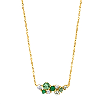 Joanli Nor - NADINENOR Halskette aus vergoldete silber m. grünem zirkonia 