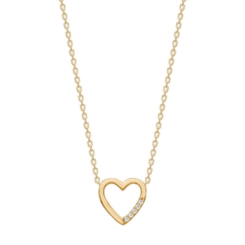 Siersbøl - 8kt. Goldanhänger Herz m.cz inkl. verg. Kette