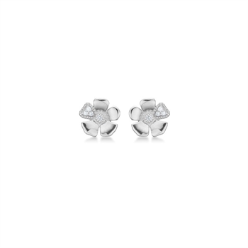 Mads Z - Fleur Ohrringe in Silber mit weißen Topasen